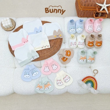 Bộ 10 Đôi Bao Tay, Bao Chân, Mũ BUNNY Tai Thú Siêu Cưng Cho Bé 7