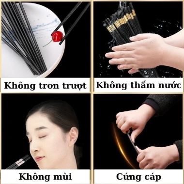 Bộ 10 Đôi Đũa Mạ Vàng Hợp Kim Không Gỉ An Toàn Sức Khỏe, Quà Tặng Sang Trọng Gia Đình 5