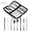 Bộ 10 Dụng Cụ Du Lịch Cắm Trại Inox GCDHome - Dao, Kéo, Đũa, Nĩa, Thìa - Giá 157.740đ