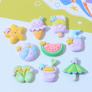 Bộ 10 Jibitz Sticker Charm Du Lịch Biển Gắn Đẹp Phụ Kiện Trang Trí Đã Gắn Nút 2