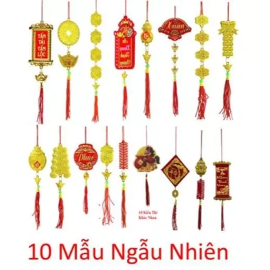 Bộ 10 Liễn Treo Cây Trang Trí Tết - Đào Quất Mai, Cây Cảnh Đón Xuân Giá 21.000₫