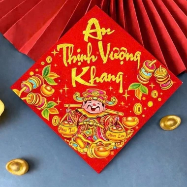 Bộ 10 miếng dán trang trí Thần Tài decal chất lượng kèm câu chúc - Dán trái cây, nhà cửa, tiệc, giá tốt 14.500 VNĐ