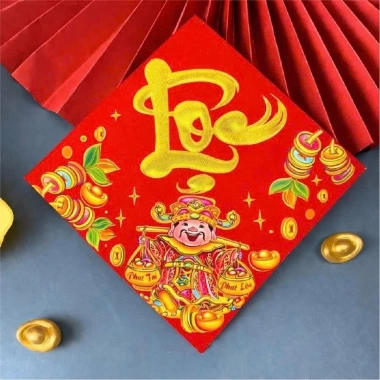 Bộ 10 miếng dán trang trí Thần Tài decal chất lượng kèm câu chúc - Dán trái cây, nhà cửa, tiệc, giá tốt 14.500 VNĐ