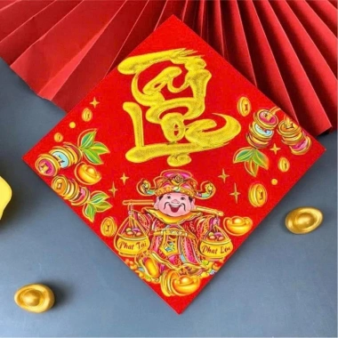 Bộ 10 miếng dán trang trí Thần Tài decal chất lượng kèm câu chúc - Dán trái cây, nhà cửa, tiệc, giá tốt 14.500 VNĐ