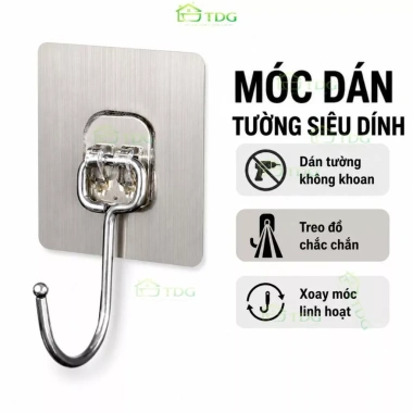 Bộ 10 móc dán tường inox 304 siêu dính, xoay 180°, đa năng treo quần áo đồ dùng, siêu bền không thấm nước – 21.999₫