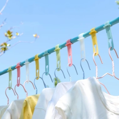Bộ 10 Móc Treo Quần Áo Chống Gió Khóa Giá Cố Định, Nút Thanh Điều Chỉnh, Không Trơn Trượt, Giá Ưu Đãi 40.425₫