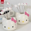 Bộ 10 nĩa trái cây inox 304 Hello Kitty kèm hộp - xiên & dĩa ăn hoa quả - 97.000đ