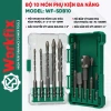 Bộ 10 phụ kiện đa năng Workfix: 5 mũi khoan, 3 mũi vít, vít tôn, chuyển vít sang bulong - 194k