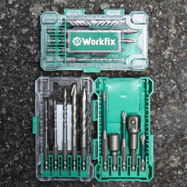 Bộ 10 phụ kiện đa năng Workfix: 5 mũi khoan, 3 mũi vít, vít tôn, chuyển vít sang bulong - 194k 5