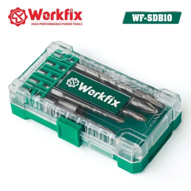 Bộ 10 phụ kiện đa năng Workfix: 5 mũi khoan, 3 mũi vít, vít tôn, chuyển vít sang bulong - 194k 6