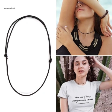 Bộ 10 Túi Dây Da Đen Thắt Nút Điều Chỉnh và Vòng Cổ Trang Sức Sang Trọng, Đa Dụng