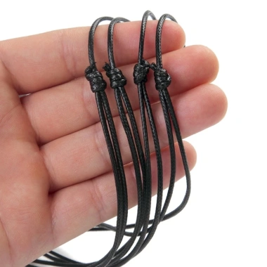Bộ 10 Túi Dây Da Đen Thắt Nút Điều Chỉnh và Vòng Cổ Trang Sức Sang Trọng, Đa Dụng