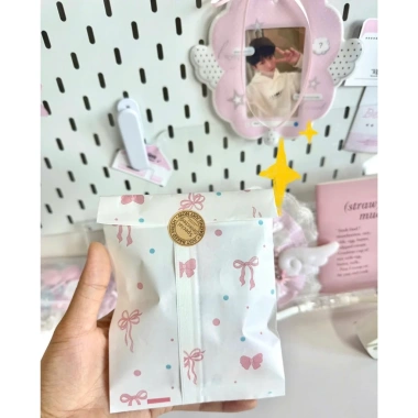Bộ 10 túi giấy nơ hồng 12x17cm, họa tiệt xinh, gói hàng & quà tặng - 13.000đ