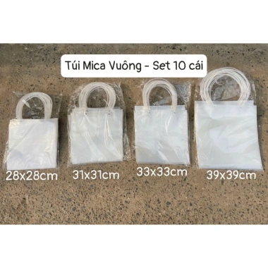 Bộ 10 túi Vuông M8 mica trong đựng quà Tết, giỏ khay trái cây - Giá chỉ 99.000đ