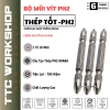Bộ 10 tuốc nơ vít 4 cạnh chống trượt, 65mm, PH2 từ tính, chân lục giác - 21.000đ