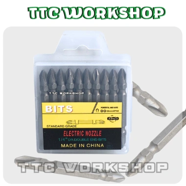 Bộ 10 tuốc nơ vít 4 cạnh chống trượt, 65mm, PH2 từ tính, chân lục giác - 21.000đ 2