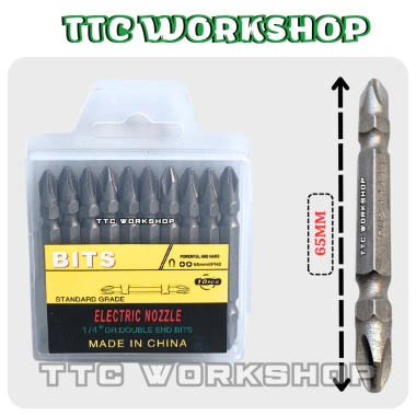 Bộ 10 tuốc nơ vít 4 cạnh chống trượt, 65mm, PH2 từ tính, chân lục giác - 21.000đ 4