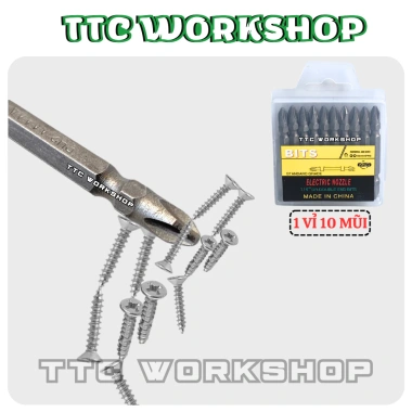 Bộ 10 tuốc nơ vít 4 cạnh chống trượt, 65mm, PH2 từ tính, chân lục giác - 21.000đ 6
