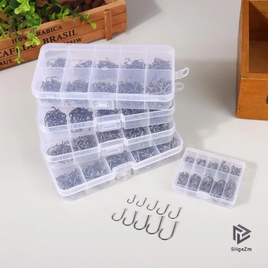 Bộ 100-500 Móc Câu Cá Thép Carbon Cao, Gai Sắc Nét – Giá 43.120₫ giảm từ 53.900₫