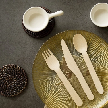 Bộ 100 Đĩa Nĩa Gỗ + Thìa Dao 16cm/10cm Dùng 1 Lần, Phù Hợp Quán Cafe & Nhà Hàng Giá 35.960₫ 5