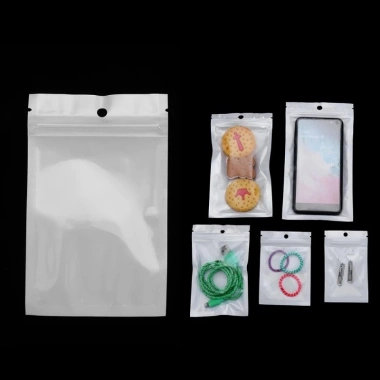 Bộ 100 túi zip trắng cao cấp - Đựng đồ an toàn, lỗ treo tiện lợi, giá 37.000₫ 2