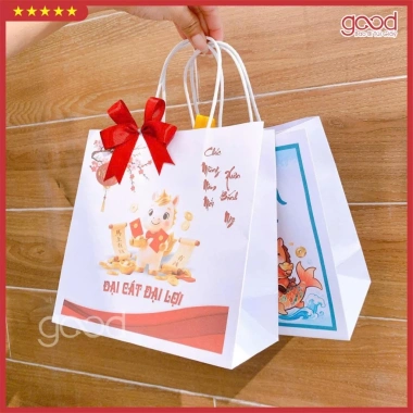 Bộ 10/20 Túi Giấy Đựng Quà Tết 2.026 Ngựa Vàng – Kraft dày cao, thiết kế đẹp, size vừa gói quà – 88.000₫ 3