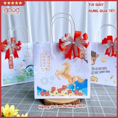 Bộ 10/20 Túi Giấy Đựng Quà Tết 2.026 Ngựa Vàng – Kraft dày cao, thiết kế đẹp, size vừa gói quà – 88.000₫ 6