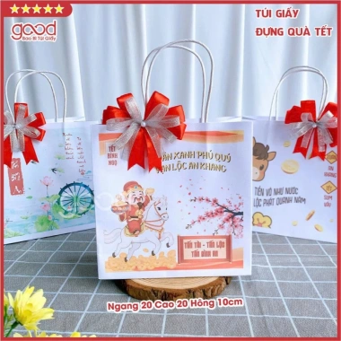 Bộ 10/20 Túi Giấy Đựng Quà Tết 2.026 Ngựa Vàng – Kraft dày cao, thiết kế đẹp, size vừa gói quà – 88.000₫ 7