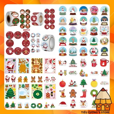 Bộ 10/20/50 hình dán Giáng sinh Noel cute – Trang trí xe, laptop, nón bảo hiểm, giá chỉ 14.868 VND