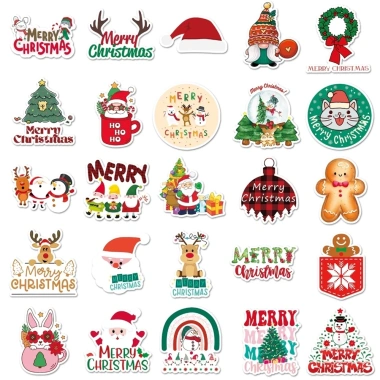 Bộ 10/20/50 hình dán Giáng sinh Noel cute – Trang trí xe, laptop, nón bảo hiểm, giá chỉ 14.868 VND 10