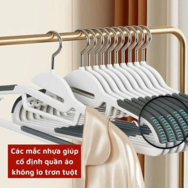 Bộ 10/50 Móc Treo Quần Áo Chống Trơn Trượt Xoay 360 độ - Phơi Đồ Đa Năng Giá 39.000