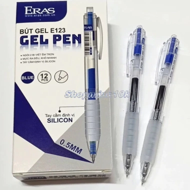 Bộ 12 bút gel bấm Eras E123 0.5mm viết êm trơn - Giá chỉ 99.500đ