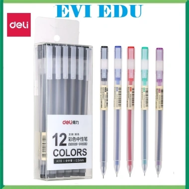 Bộ 12 bút gel Deli A119 119 ngòi 0.5mm, viết êm nhanh, nhiều màu, giá chỉ 75.000₫