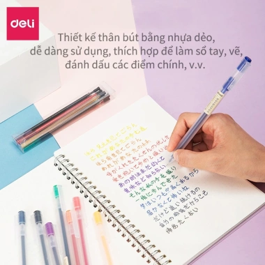 Bộ 12 bút gel Deli A119 119 ngòi 0.5mm, viết êm nhanh, nhiều màu, giá chỉ 75.000₫