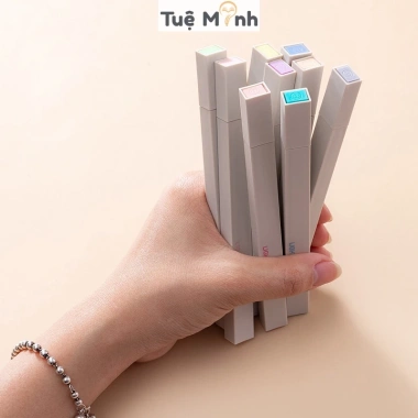 Bộ 12 bút highlight 2 đầu thân vuông Pastel HI06, sticker VPPTUEMINH, bút dạ quang, chỉ 41.800₫ 2