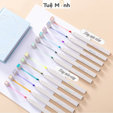 Bộ 12 bút highlight 2 đầu thân vuông Pastel HI06, sticker VPPTUEMINH, bút dạ quang, chỉ 41.800₫ 10