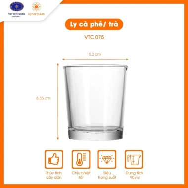 Bộ 12 Cốc Thủy Tinh Lotus Glass 70ml - Dùng Uống Trà Cà Phê, Bền Đẹp Giá Tốt 2