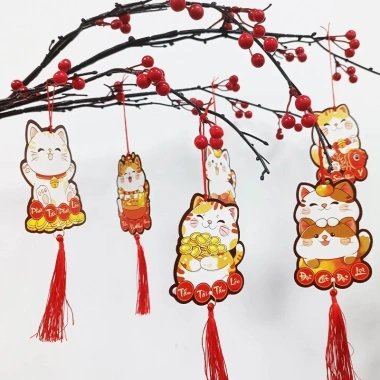 Bộ 12 Liễn Trang Trí Tết Mai Đào 6x8cm - Đèn treo cây Mai Đào, giá ưu đãi 38.232₫ 3