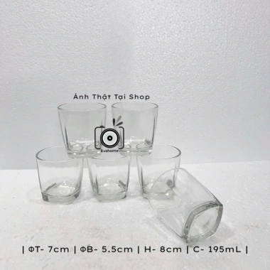 Bộ 12 Ly Thủy Tinh Góc Vuông 195ml - Uống Trà Đá Sang Trọng, Giá 109.000 VNĐ