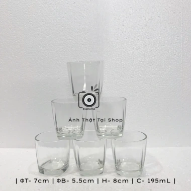 Bộ 12 Ly Thủy Tinh Góc Vuông 195ml - Uống Trà Đá Sang Trọng, Giá 109.000 VNĐ