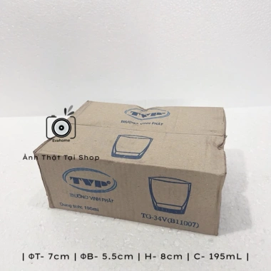 Bộ 12 Ly Thủy Tinh Góc Vuông 195ml - Uống Trà Đá Sang Trọng, Giá 109.000 VNĐ