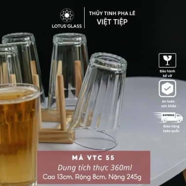 Bộ 12 ly thủy tinh Việt Tiệp VTC 55 360ml – Dày dặn, cổ điển, cốc Liên Xô, Giá chỉ 129.000₫