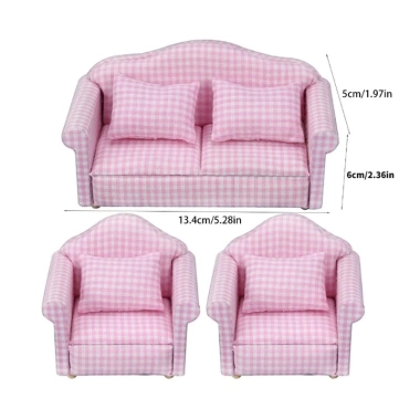 Bộ 12 Sofa Đơn Đôi Nhỏ Gọn Nội Thất Búp Bê, Gối Mềm, Trang Trí 493.900đ