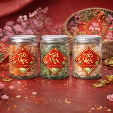 Bộ 12 tem Tết cổ điển hình thoi - Decal chống nước, giá ưu đãi 17.000đ