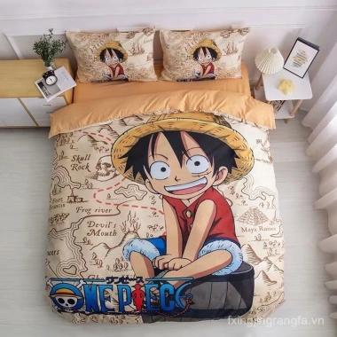 Bộ 1.5 Chăn Ga Gối Anime Dragon Ball, ONE PIECE, NARUTO - Quà Giáng Sinh 3 trong 1