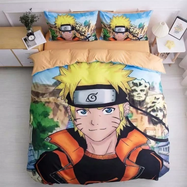 Bộ 1.5 Chăn Ga Gối Anime Dragon Ball, ONE PIECE, NARUTO - Quà Giáng Sinh 3 trong 1