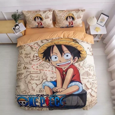 Bộ 1.5 Chăn Ga Gối Anime Dragon Ball, ONE PIECE, NARUTO - Quà Giáng Sinh 3 trong 1