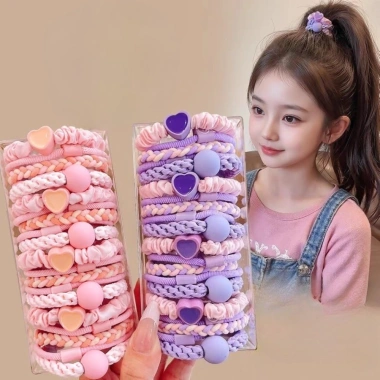 Bộ 15 dây buộc tóc bé gái co giãn, đuôi ngựa đa màu, giá chỉ 60.500₫