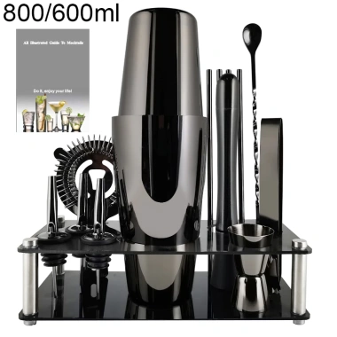 Bộ 15 Shaker Cocktail Thép không gỉ 750ml Đen và Vàng hồng - Chân đế sang trọng, không gỉ, giá ưu đãi 315.000₫
