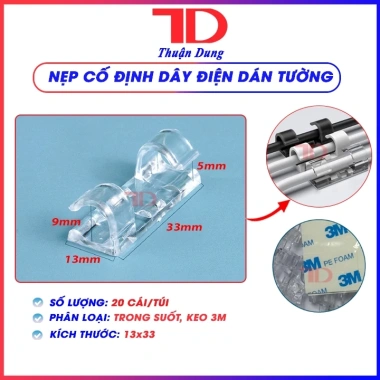 Bộ 16-20 Nẹp Dán Tường Cố Định Dây Điện, Kẹp Giữ Cáp Sạc Keo 3M - Giá 14.000đ